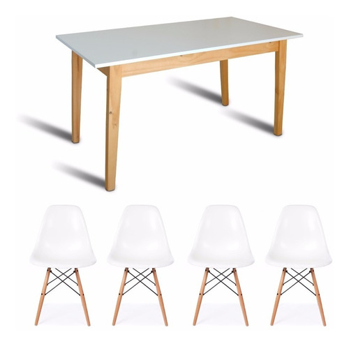 Mesa Nordica Escandinava 80x135 + 4 Sillas Eames Stockhoy