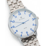 Reloj Caballero Jean Cartier City Blanco Numeros Azul