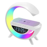 Lampara G Led Inteligente Cargador Wireless Reloj + Parlante