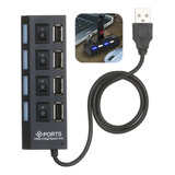 Regua Usb 2.0 Extensao Hub Switch Led Abre 4 Portas Divisor