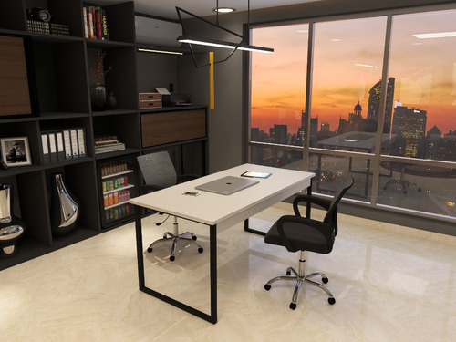Kit 2 Cadeira De Escritório Secretária + Escrivaninha 120x60