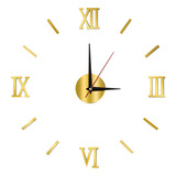 Reloj De Pared Dorado Con Diseño Artístico, 40 Cm, Pegatina