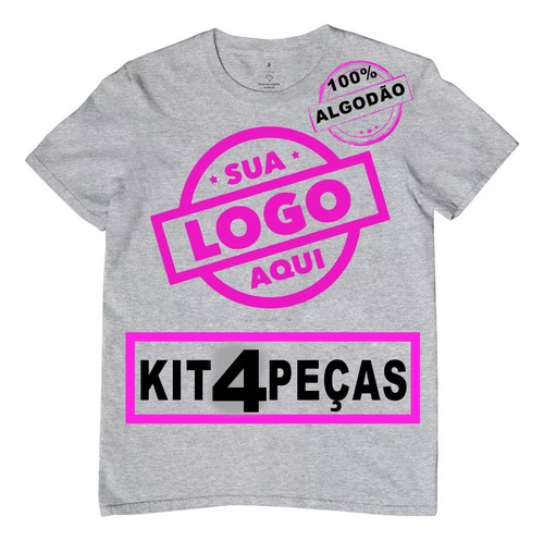 Kit 4 Camisetas Camisas Personalizada Foto Logo Empresa