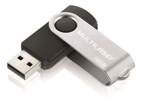 Pendrive Multilaser Twist Pd588 16gb 2.0 Preto E Prateado