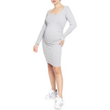 Vestido De Maternidad Moderno Gris Manga Larga