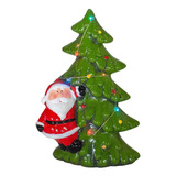 Adorno Ceramica Arbol De Navidad Papa Noel 23cm + Luz Deco