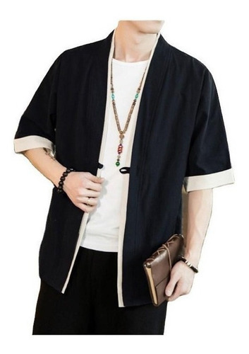 Chaqueta Kimono De Manga Corta Para Hombre