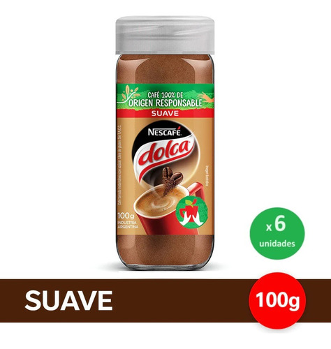 Pack Café Dolca Suave Frasco 100g X 6 Unidades - Dh Tienda