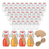Queekay 50 Mini Botellas De Vidrio Con Tapa Abatible De 2 On