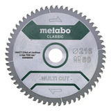 Hoja Sierra Disco Metal Madera 216mm 5° Negativo 60d Metabo Color Gris