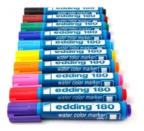 Marcadores Edding 180 Al Agua Gruesos Colores Pack X 10