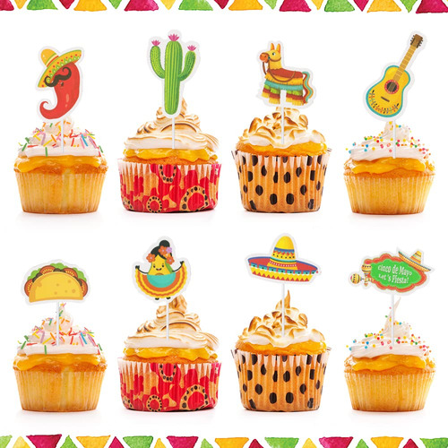 Hying 40 Piezas De Decoracion Mexicana Para Cupcakes, Decora