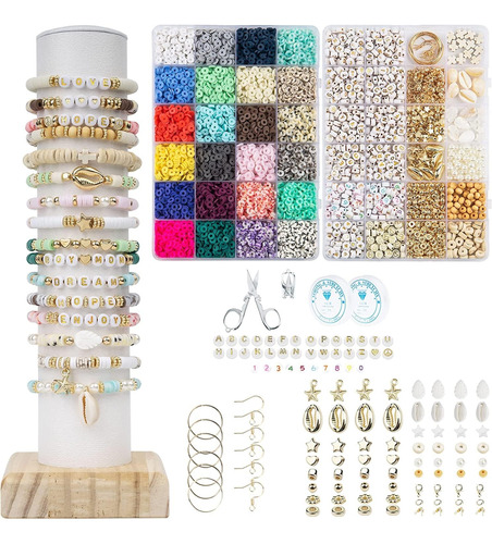 Kit Cuentas Para Hacer Pulseras Collar Joyas Niña Diy 7200pc