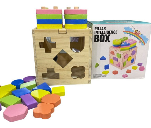 Cubo De Madera Didactico Encajable Para Niños