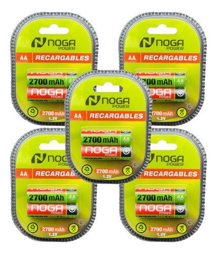 10 X Pila Aa Noga Recargable 2700mah