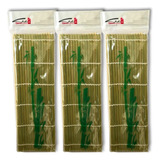 Kit 3 Esteira Para Sushi Em Bambu Sudare Quadrada 24 Cm