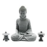 Kit Decoración Jardín Zen, Buda Sentado, Linterna Redonda Pi