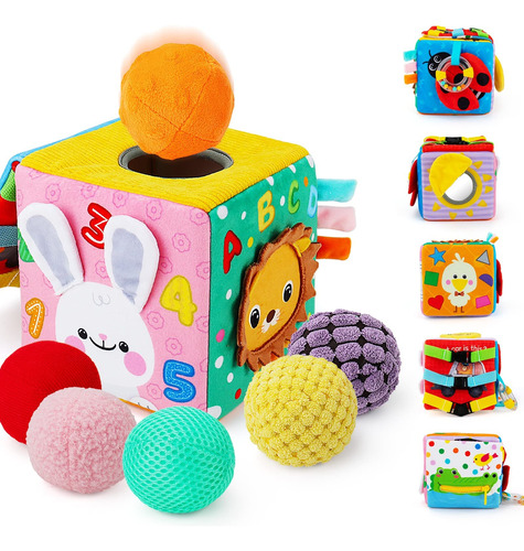 Beetoy Cubo Sensorial Ocupado Para Bebe, Juguetes Montessori