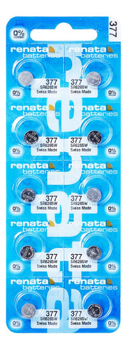 10 Pilha Bateria 377 1.55v Renata Sr626s 01 Cart C/ 10 Unid