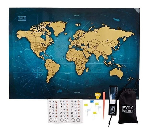 Exty Rascar Mapa Del Mundo - 24  X 17  | Recorrido De La Par