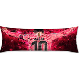 Cojin Almohada Larga Messi Espalda Miami Rosa 35x100cm