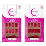 Unhas Postiças Fhaces Colors Escarlate U3091 - Kit C/2un