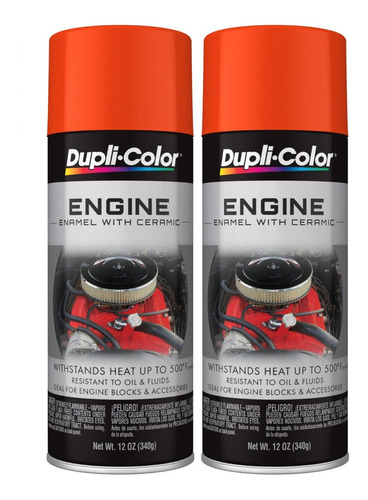 Paq 2 Pinturas Color Naranja Para Motor Esmalte Con Resina