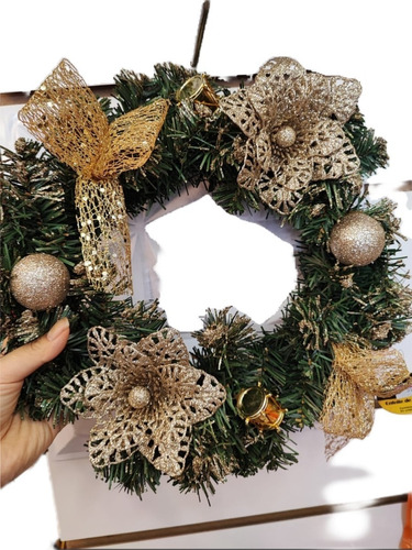 Guirlanda De Natal Enfeite Porta Com Flor Decoração Natalina