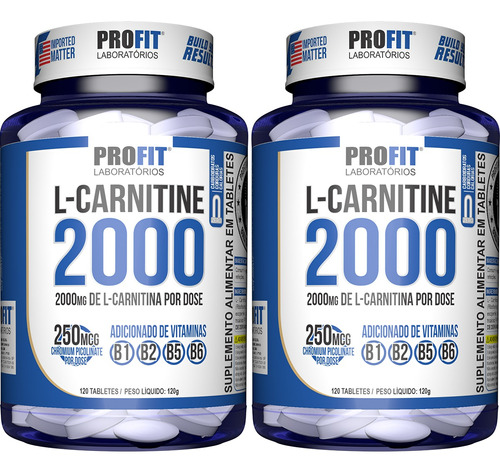 2x Termogênico L-carnitina Pote 120 Tabletes (240t) - Profit
