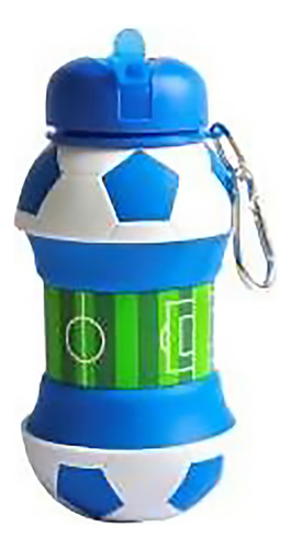 Botella Balon Plegable Para Agua Deporte Futbol Soccer Mls Color Azul