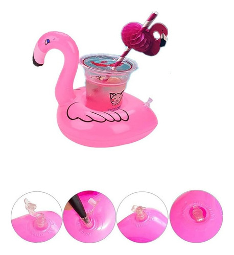 Flotador Flamingo Portavasos Inflable Piscina Pool Party 