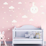 Decals Conejo Lunar Agua Estrellas Pared Infantil