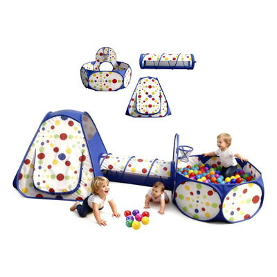 Tunel Alberca De Pelotas Gusano Casa De Niños Juegos Canasta Color Azul