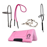 Manta Bacheiro De Cavalo Rosa Completo Freio Inox Oferta