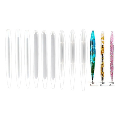 9 Moldes De Silicona Para Resina Para Bolígrafo Forma Plumas Blanco