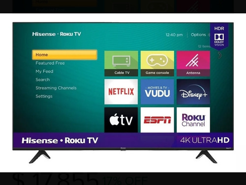 Pantalla Hisense 75p 4k Roku Tv