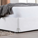 Saia Cama Casal Queen Box Baú Matelada Pingente Branco Branc