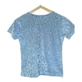 Remera De Vestir De Mujer Escote Redondo Gris Plata T. M