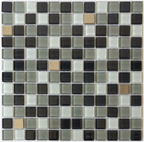 1 X Malla Mosaico Decorativa Cenefa En Vidrio Negro Y Blanco