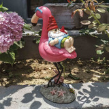 Duende Gnomo De Jardin En Flamingo