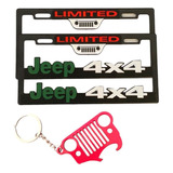 Par De Porta Placas Premium Jeep 4x4 Con Llavero Metalico 