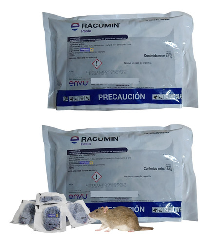 Rodenticida Veneno Seca Ratas Y Ratones Racumin Pasta 2 Pzs