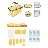 Set Manta Picnic Y Termo Canasta Picnic Seis Bolsas De Hielo