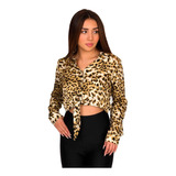 Camisa Moda Mujer Crop Top Animal Print Vk119