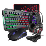 Kit Gaming Fantech P51 Teclado Mouse Mousepad Headset Gamer