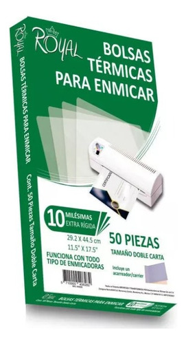 Mica Termica 10 Mil. Royal Doble Carta Con 50 Extra Rigida