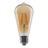 Lámpara Led Vintage Pera St64 Filamento 8w Ambar Deco X 5