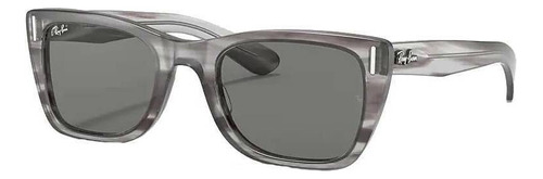 Anteojos De Sol Ray-ban Wayfarer Caribbean Standard Con Marco De Acetato Color Polished Striped Grey, Lente Dark Grey De Cristal Clásica, Varilla Polished Striped Grey De Acetato - Rb2248