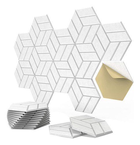 Paquete De 12 Paneles Acústicos Autoadhesivos, Hexagonales,