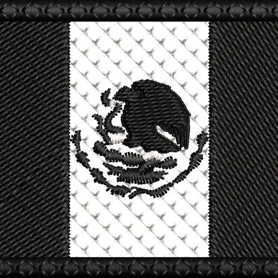 Pack 10 Mexico Parche Bandera Bordada Negra Con Blanco Color Negro